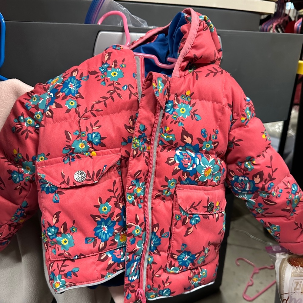 Floral Pink Puffer Jacket